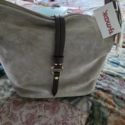 Bolso de hombro Valentina de cuero gris y dorado herrajes ¡Nuevo con etiquetas nítido!  Foto 1 de 4