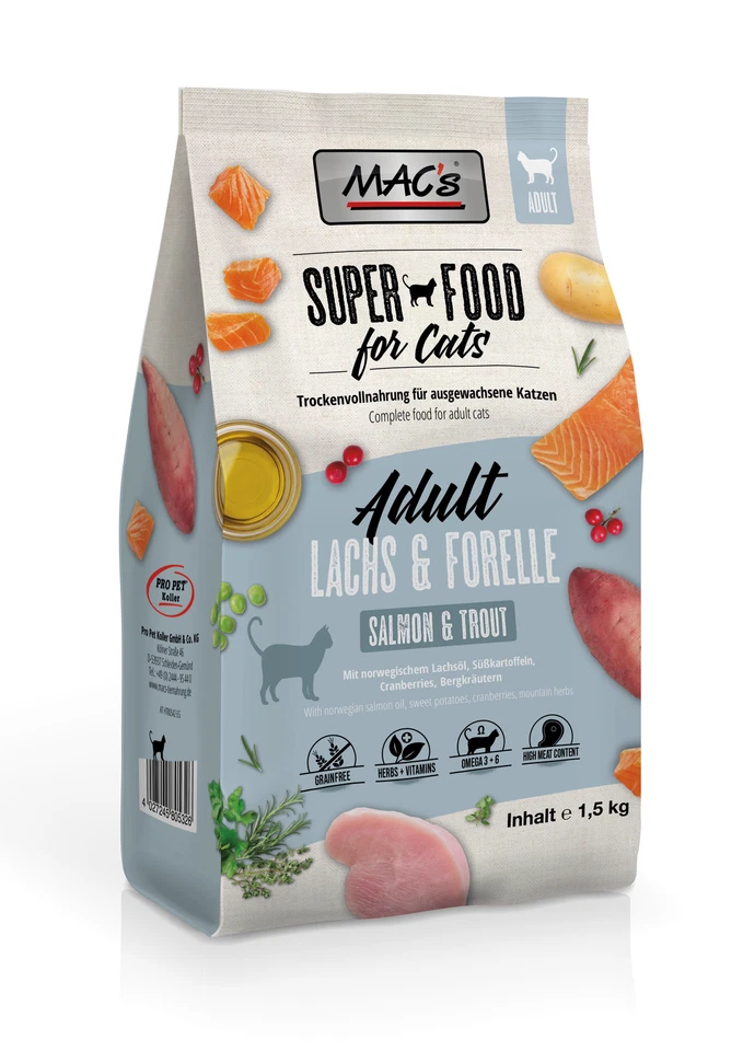 4 X Macs Cat Adult Lachs und Forelle 1 5kg