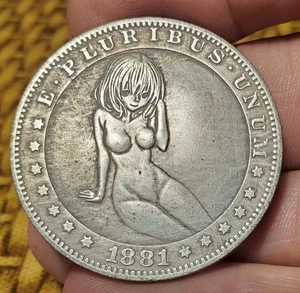 COPY COIN-FUN FAKE MORGAN DOLLAR-LADY BITS FANTASY HOBO COIN--F - Picture 1 of 2