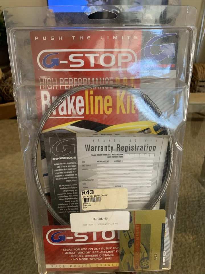 Kit de línea de manguera de freno trasero Goodridge Jeep CJ 1967-68-69-70-71-72-73 6 8 cilindros DOT Foto 1 de 4