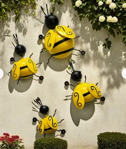 HAZKO G64BEE Metal Bumble Bee Garden Accents Lawn Ornaments - Set of 4 - Picture 1 of 3