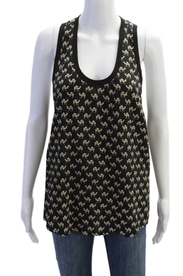 Blusa sin mangas Joie para mujer de seda con estampado de animales informal cuello redondo negra talla M Foto 1 de 4
