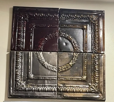 Antique Tin Decorative Ceiling Tiles - Image 1 of 3