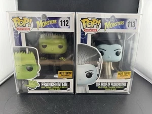 Funko Pop Hot Topic Exclusivos Frankenstein & Bride 112 y 113 con Protectores - Imagen 1 de 9