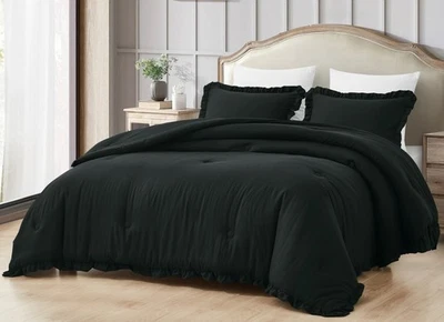 Juego de edredón cama en bolsa Chezmoi Collection Eleanora con borde de volante Foto 1 de 4