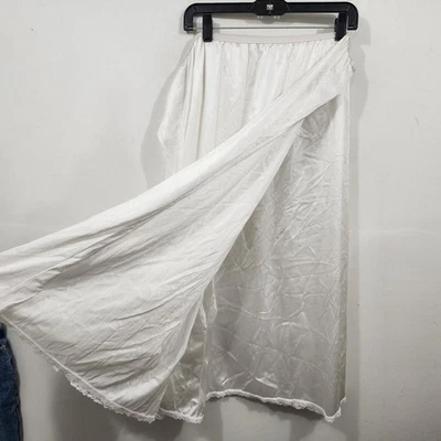 Falda Blanca Vintage 1/2 Sin Cordones Talla 3X Nylon EE. UU. Cintura Elástica Hasta la Rodilla Encaje Foto 1 de 4