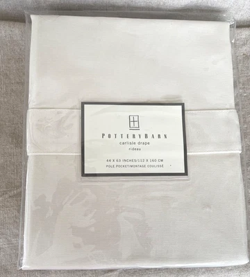 NUEVO Pottery Barn Carlisle Drape Rideau Pole Pocket 44 x 63 100 % algodón crema Foto 1 de 3