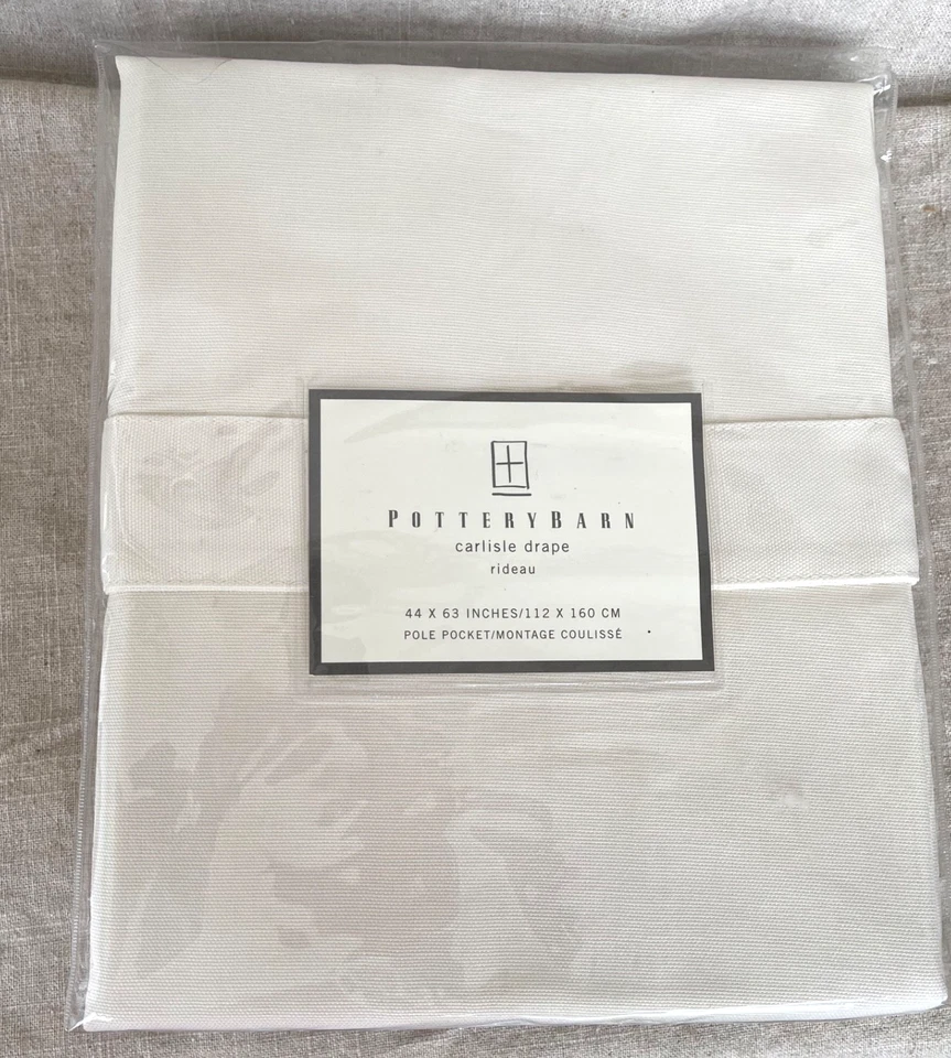 NUEVO Pottery Barn Carlisle Drape Rideau Pole Pocket 44 x 63 100 % algodón crema Foto 1 de 3