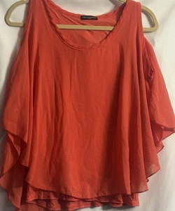 Cha Cha Vente Lagenlook Bluse Overlay ärmellos Top Gr. S koralle Viskose/Spand - Bild 1 von 12