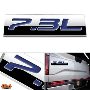 "7.3L" Polished Metal 3D Decal Blue Emblem Exterior Sticker For Ford Pickup - Picture 1 of 2