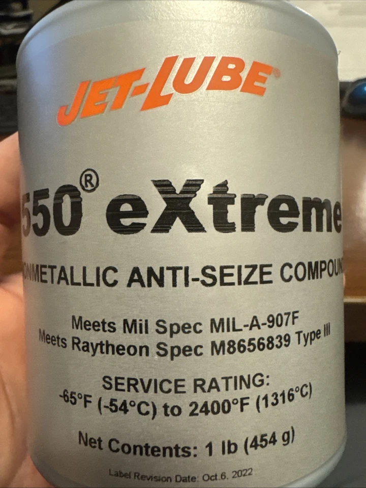 JET-LUBE 550 EXTREME Lubricante Antiagarre e Rosca No Metálico 1 lb. Tapa de cepillo Foto 1 de 1