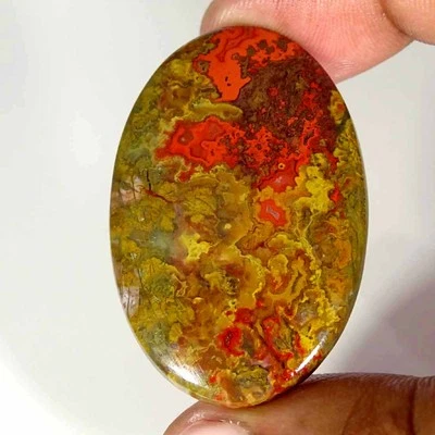 66.90Cts Natural Morocco Seam Agate Oval Cabochon Loose Gemstone 30x46x6mm - Image 1 of 4