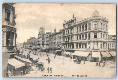 Rio de Janeiro Brazil Postcard View of Avenida Central 1908 Antique Posted - Image 1 of 3