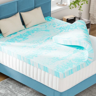 MATTRESS TOPPER PADS Memory Foam Cooling Gel Twin/Full/Queen/King - Image 1 of 4