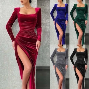 Modish Women's Square Collar Ruched Midi Dress for Fashionable Evening Looks - Picture 1 of 20