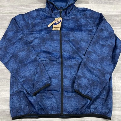 Chaqueta cortavientos para hombre mediana Asics empacable tie dye azul/negro nueva con etiquetas precio de venta sugerido por el fabricante 55 USD Foto 1 de 4