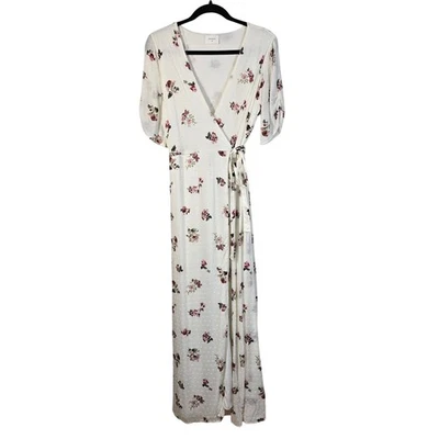 Maxi Vestido Everly Wrap Para Mujer M Blanco Punto Suizo Floral Cottagecore Femenino  Foto 1 de 4