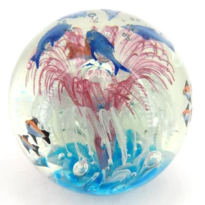 Morano Stil Glas Delfine und Fische Ozean Meer Aquarium groß 5"X17" Briefbeschwerer - Bild 1 von 10