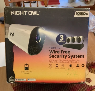 Night Owl NVR 3 Wireless Cameras 1 TB Hard Drive Motion Detection 2-way Audio - Image 1 of 4