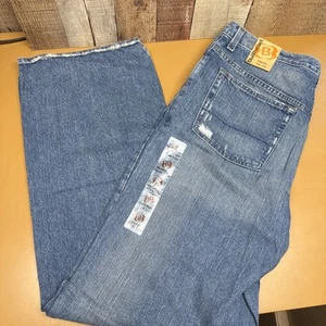 Bullhead Mens 36x34 Jeans Loose Baggy Wide Leg 10” Blue Denim Distressed Y2K - Picture 1 of 11