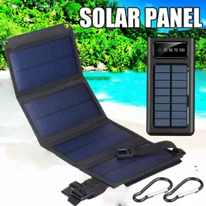 Solar Panel Folding Power Bank 12V USB Charger Outdoor Camping Backpack Survival - Picture 1 of 43