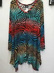 Ladies 3x Zebra Print Multicolor Top - Picture 1 of 2
