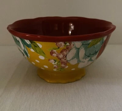 Tazón de sopa/cereal Pioneer Woman gres flor jubileo 6" patas amarillas Foto 1 de 4
