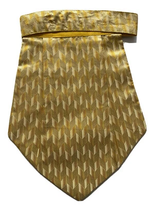 全新 MUSTARD 黄色 男式 真丝领带 围巾 Ascot 领带 派对-预缝线 — 第 1/4 张图片