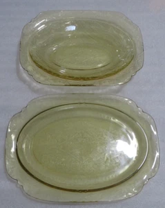 Vintage Federal Madrid Yellow Depression Glass Vegetable Bowl & Serving Platter - Picture 1 of 6