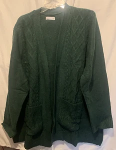 Croft & Barrow 3X Green Cable Knit Open Front Cardigan Sweater, long sleeves-NWT - Picture 1 of 3