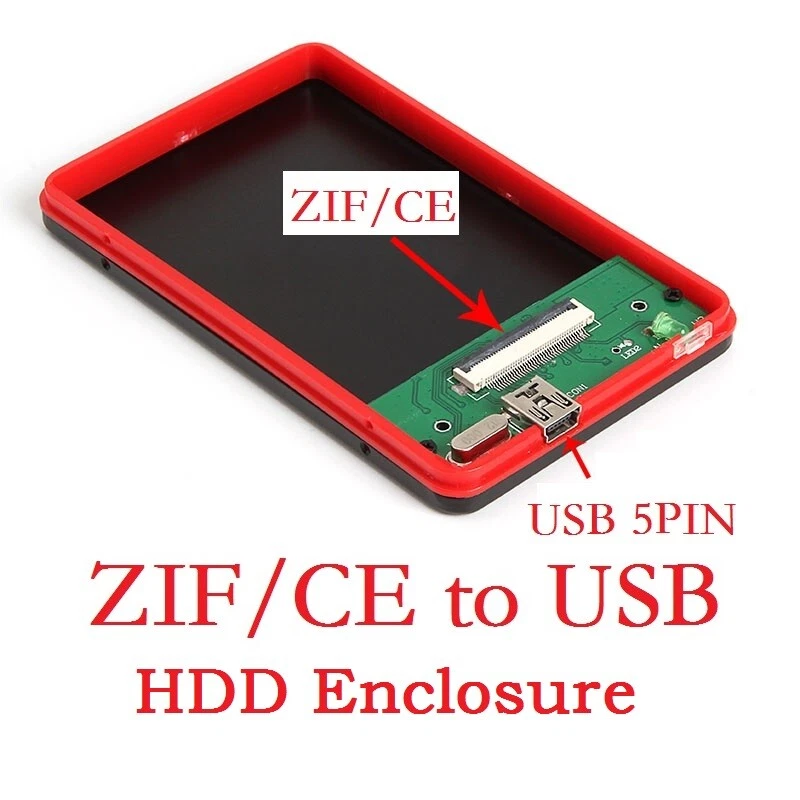 Estuche convertidor de disco duro externo SSD ZIF/CE a USB 1,8" pulgadas 40 pines Foto 1 de 4