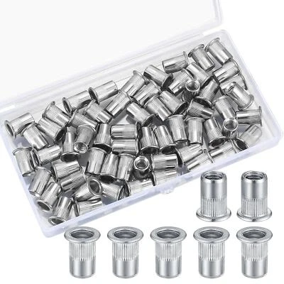 60 Pcs Rivet Nuts Set, M6 Stainless Steel Rivnuts, Flat Head Rivnuts, Threaded - Image 1 of 4