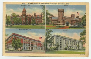 Postal de Columbus en el campus de la Universidad Estatal de Ohio de colección 1942 OH - Imagen 1 de 2