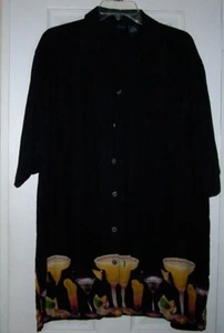 Mens Cherokee XL  Button Up Shirt  Cocktails Drinks Tropical Party  Vintage 90's - Picture 1 of 7