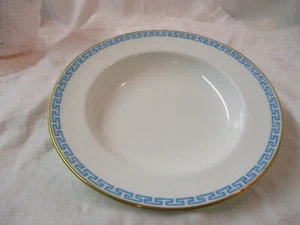 Antique Minton rimmed Soup Bowl Turquoise Blue Enamel Greek Key design A6123 - Picture 1 of 4