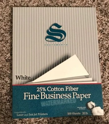Southworth Fine Business Paper White 100 Sheets 20lb 25% Cotton Fiber - Image 1 of 2