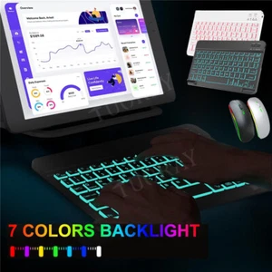 Backlit Bluetooth Keyboard Mouse For Lenovo Tab P12 Pro P11 M11 M10 HD/FHD Plus - Picture 1 of 39