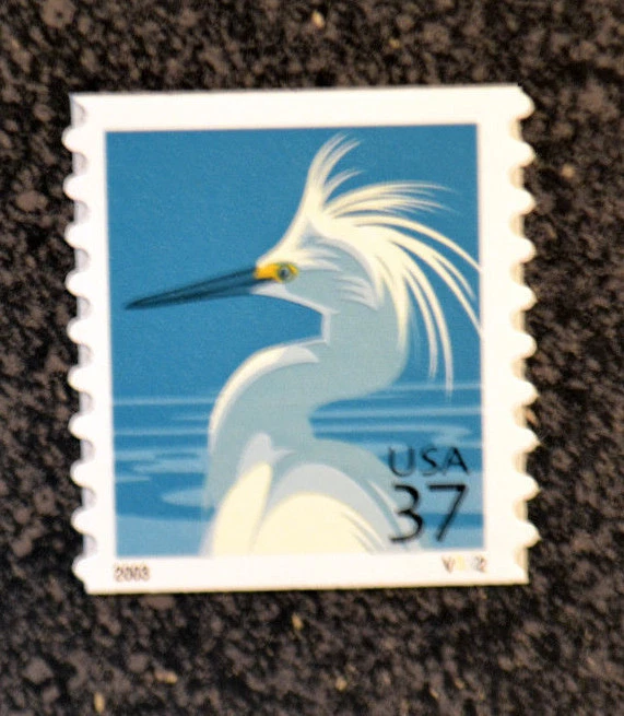 2003USA #3829  37c  Snowy Egret - PNC Coil Plate Number Single Mint NH #V3222 - Image 1 of 1
