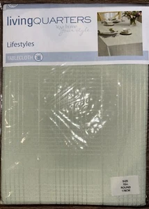 "Mantel redondo 70"" verde claro damasco Living Quarters NOS - Imagen 1 de 3
