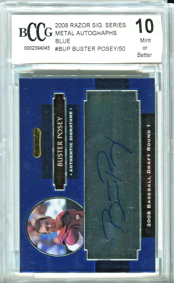Buster Posey 2008 Navaja Metal Azul Solo 50 Firmado Novato Autógrafo BCCG 10 Foto 1 de 1