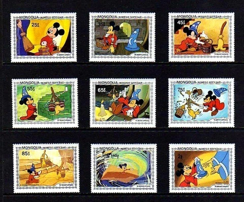 Mongolia #Mi1531-Mi1539 MNH 1983 Sorcerer Mickey Mouse Fantasia [1290-1298] Cover