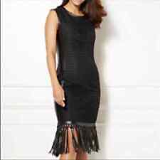 Eva Mendes Ravenna black fringe faux leather dress SZ 0