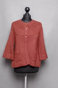 c.a.r.o. Damen Cardigan Strickjacke M braun Knopf 3/4-Arm Strick mit Alpaka B569 - Bild 1 von 5