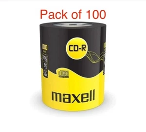 100 Maxell Blank CD-R CD discs 700MB 80m x 52 Speed  Extra Protection Shrinkwrap - Afbeelding 1 van 1