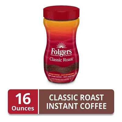 Folgers Classic Roast Instant Coffee Crystals 16 oz Free Shipping - Image 1 of 4