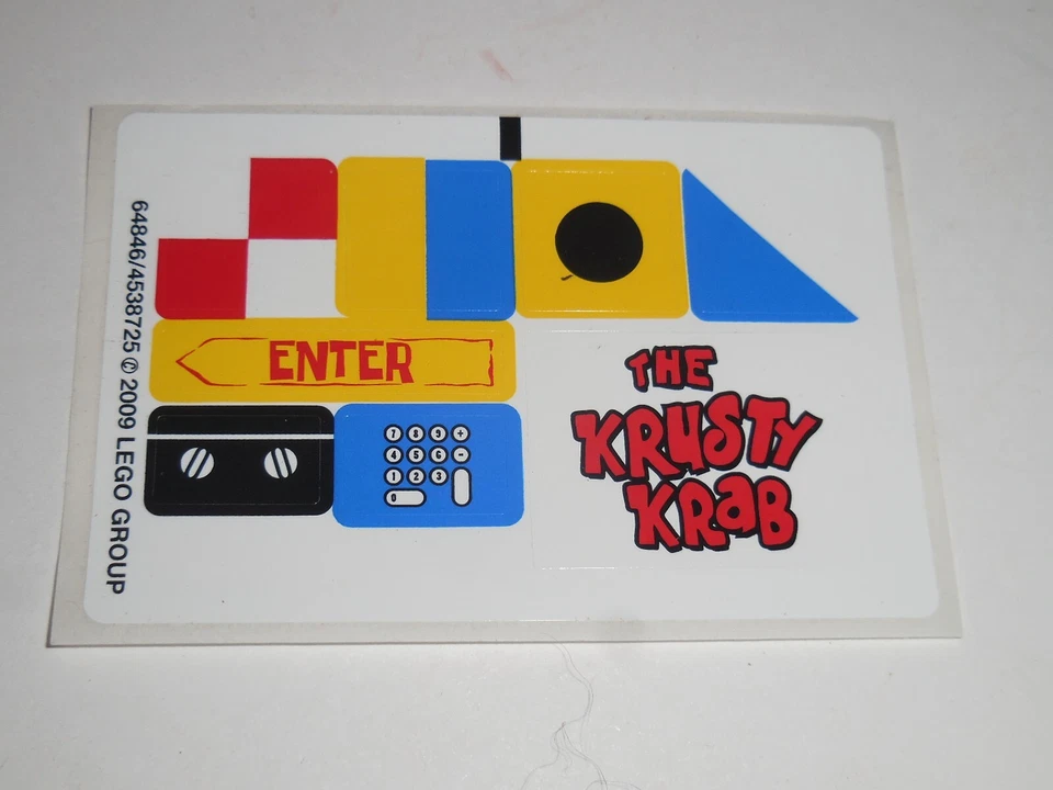 Genuine Lego Unused Sticker Krusty Krab (3825) 2006 NEW Spongebob Foto 1 de 1