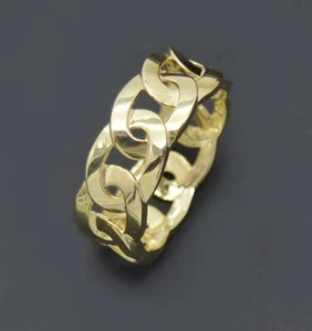 Real 10K Solid Yellow Gold Shiny 7mm Miami Cuban Curb Link Ring 2.7gr - Picture 1 of 5