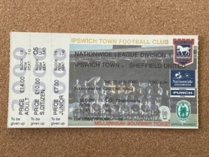 1999/2000 IPSWICH TOWN V SHEFFIELD UNITED 29-01-2000 DIVISION 1 MATCH TICKET - Picture 1 of 1