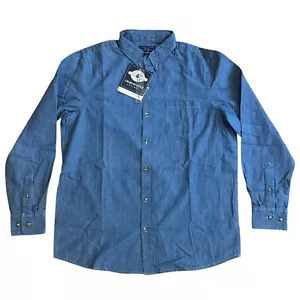 NEU Charles River Langarm Chambray Hemd Herren Gr. Large blau Knopfleiste vorne - Bild 1 von 8