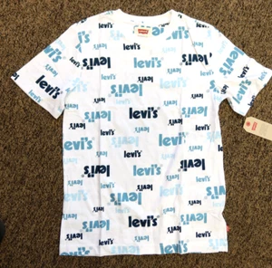 New Levi's Little Boys "All Over Print" Tee T-Shirt - Size 7 ( 6-7 yrs) - White - Picture 1 of 3